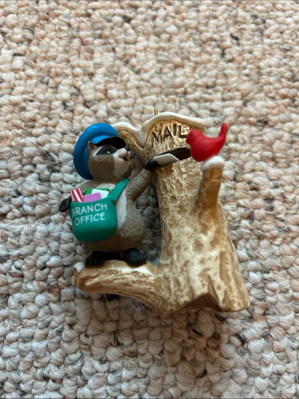 1989 Hallmark Mail Call Ornament Box - Green and Red